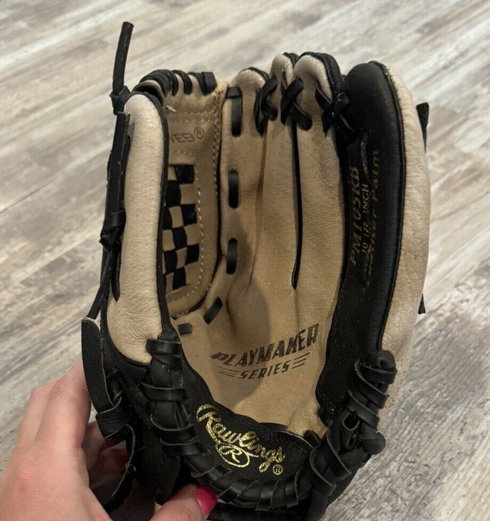 Rawlings PM105RB Playmaker Youth Baseball Glove RHT 10.5" Leather Black Tan